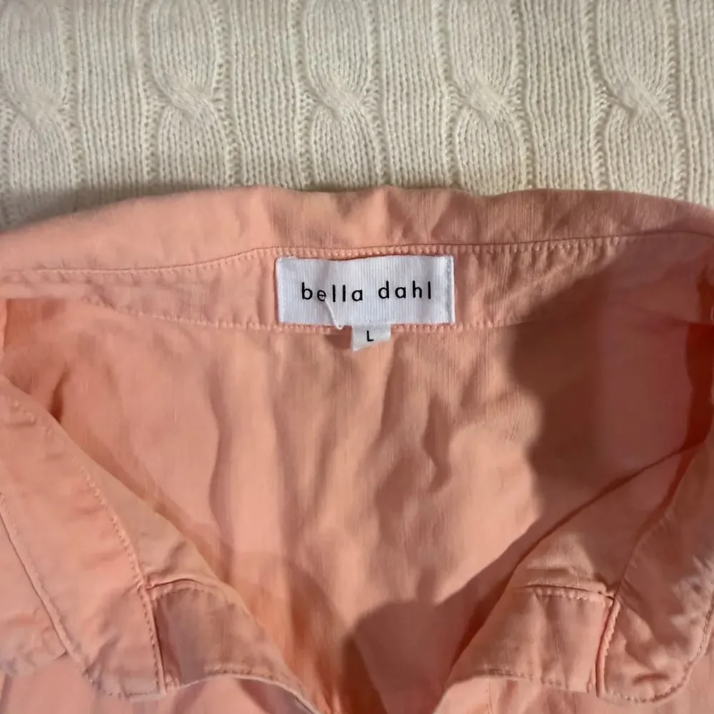 Bella Dahl Sleeveless A-line Wild Coral Pink Beach Boho Summer Shirtdress L - Picture 3 of 7